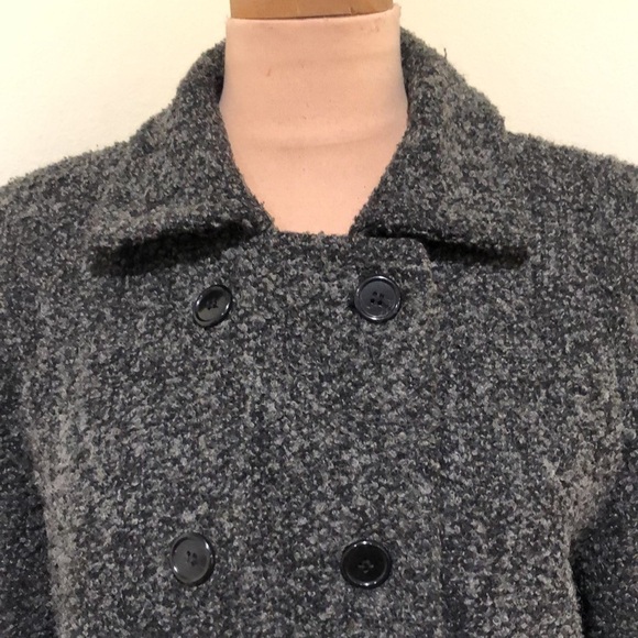 Sandro Pea Coat Peacoat Size 12 Gray Fuzzy Wool Blend - Picture 3 of 14